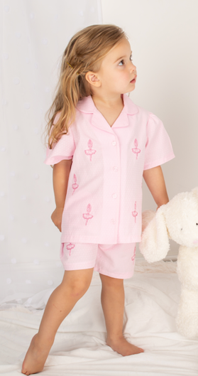 Pink Ballerina Embroidered Short Pyjama Set