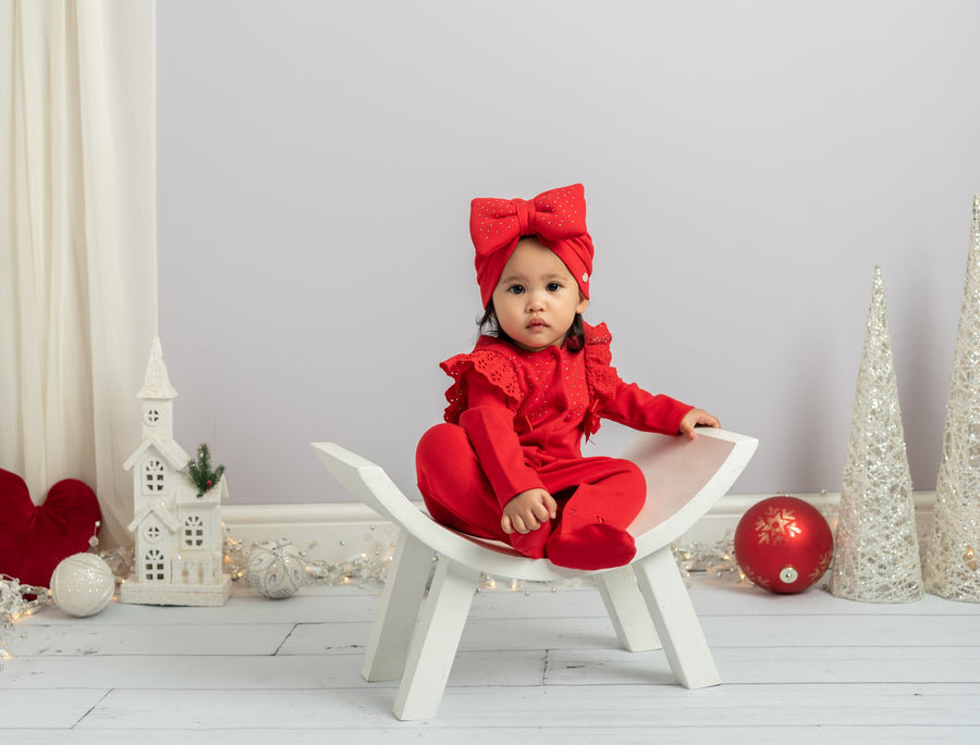 Red Diamonte Bow Turban
