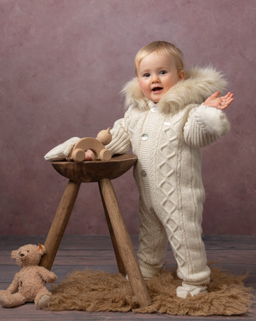 Fleece Lined Diamond-Knit Woollen Snowsuit