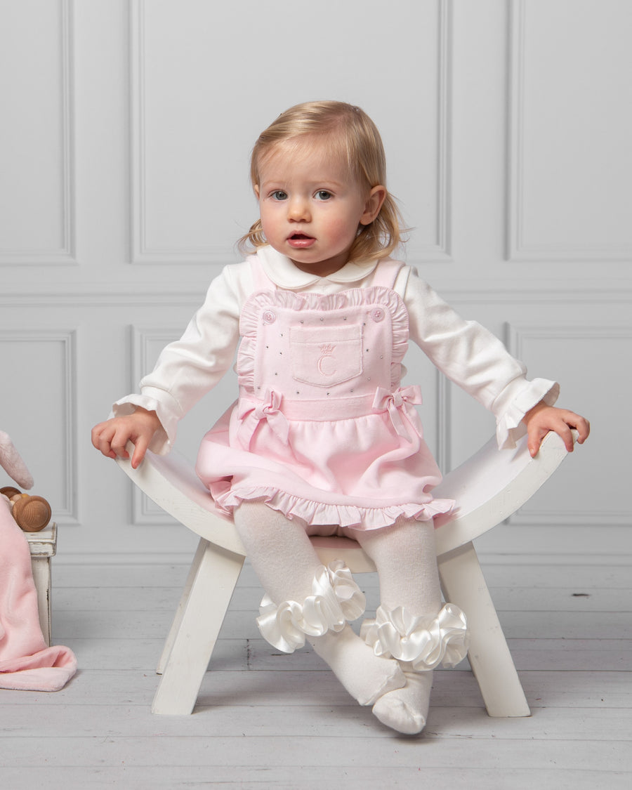 Pink Baby Dress with Ruffles and Matching Hat