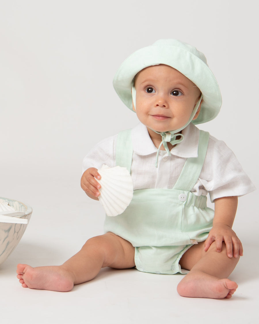 Mint Baby Linen Blend Romper Set