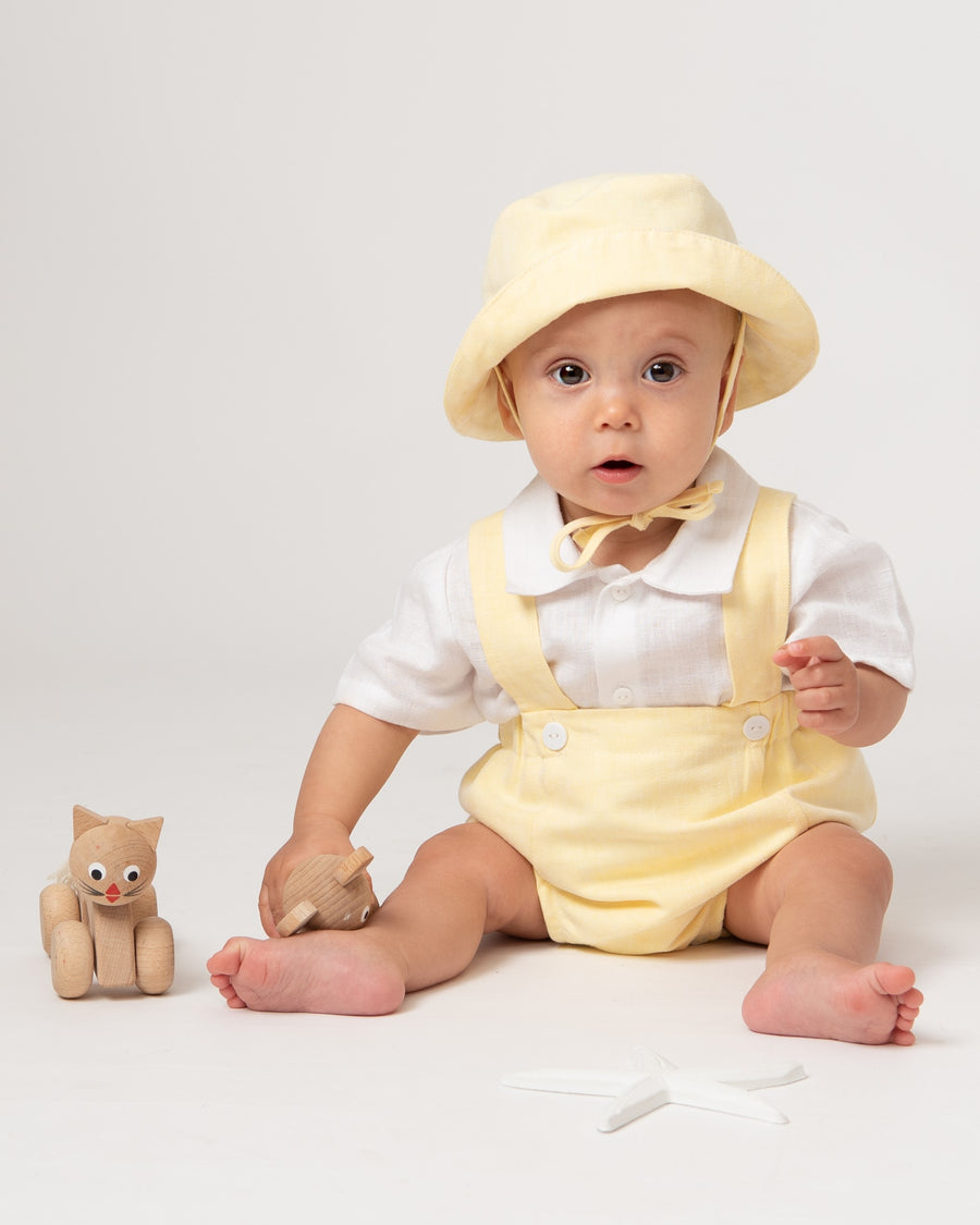 Lemon Baby Linen Blend Romper Set