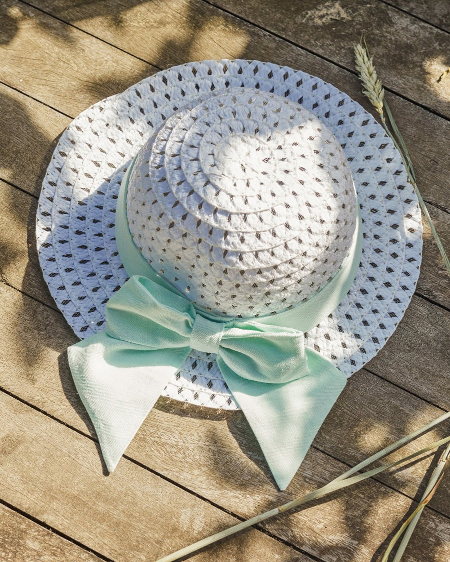 Mint Bow Straw Hat