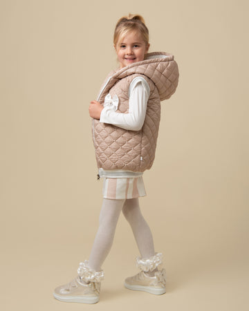 Pearl Hooded Gilet with Bow