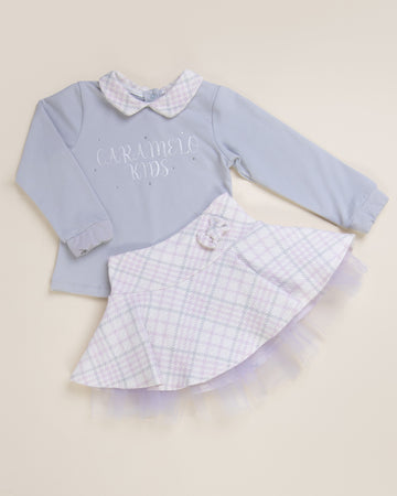 Tweed Tulle Layered Skirt Set