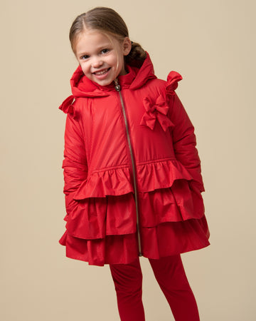 Bow Ruffle Pleated Coat