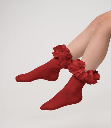 Ankle ruffle ribbon socks