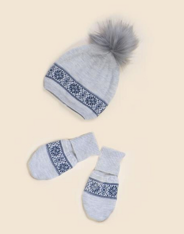 Fairisle Knit Set (Mittens and Hat)