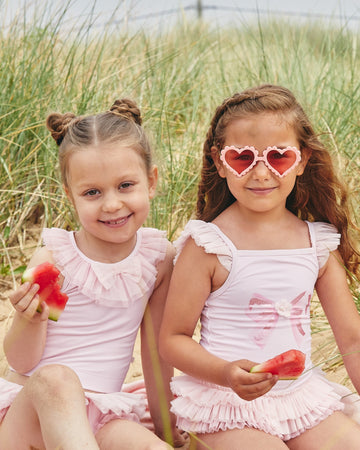 Pink Tulle-Trimmed Swimsuit (UPF50)