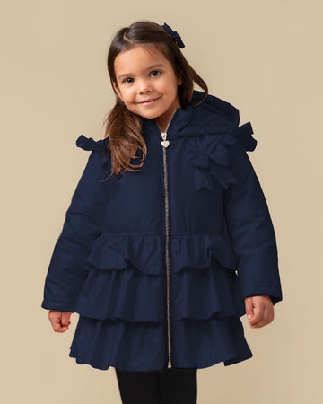 Bow Ruffle Pleated Coat