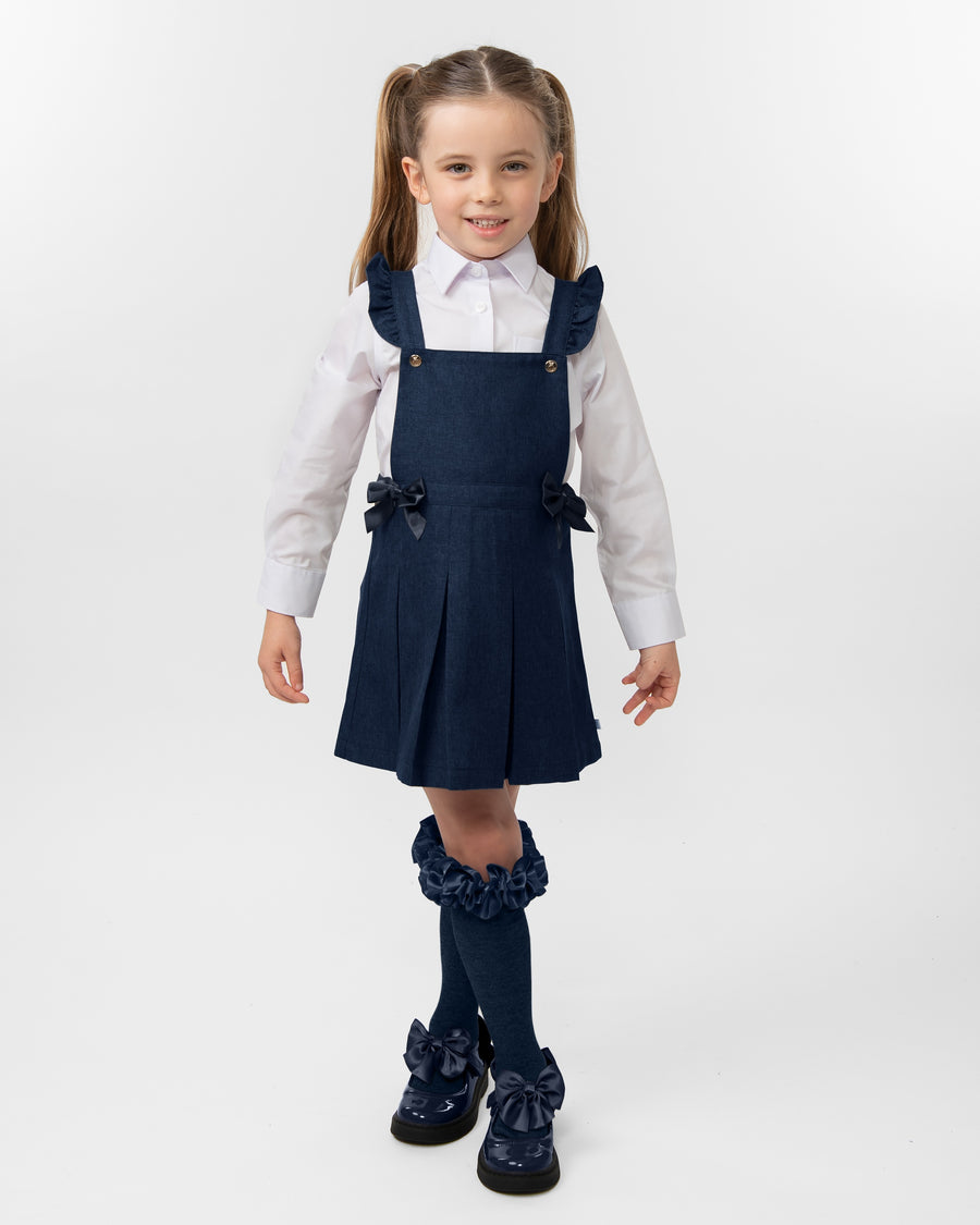 Pleated Pinafore with Bow