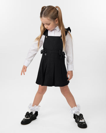 Pleated Pinafore with Bow