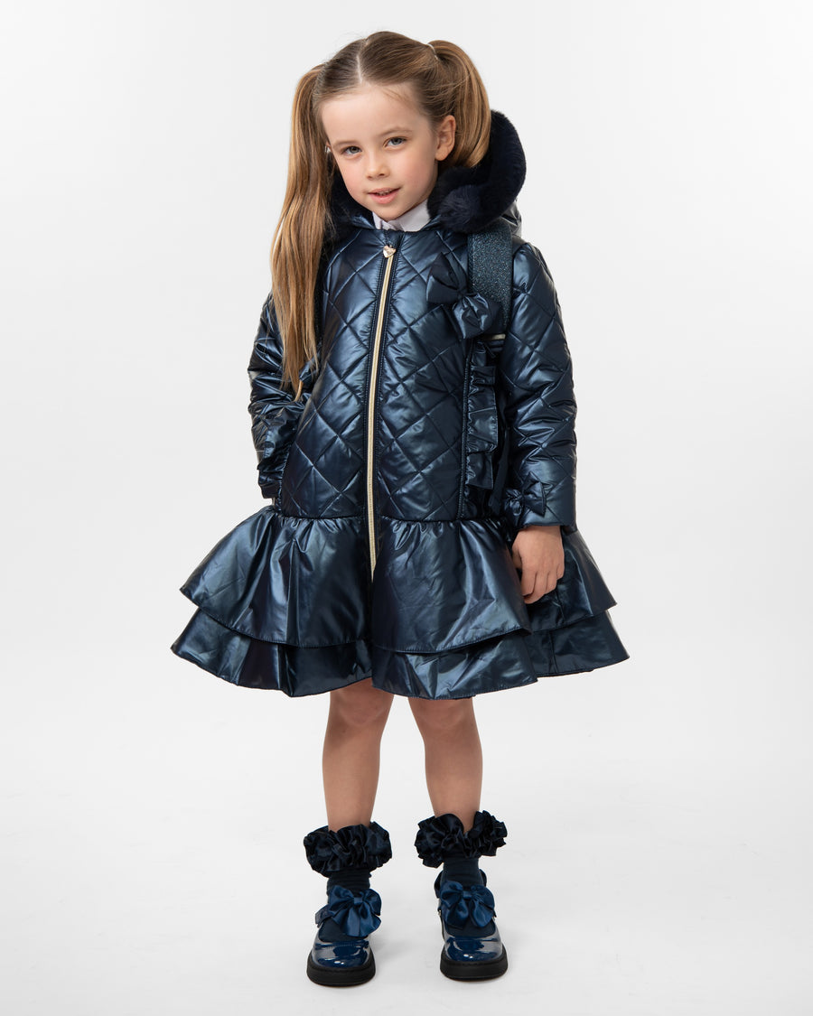 Quilted Coat with Bow