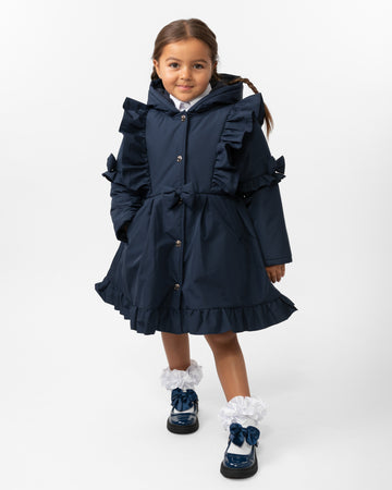 Skirted Coat with Frill Detail