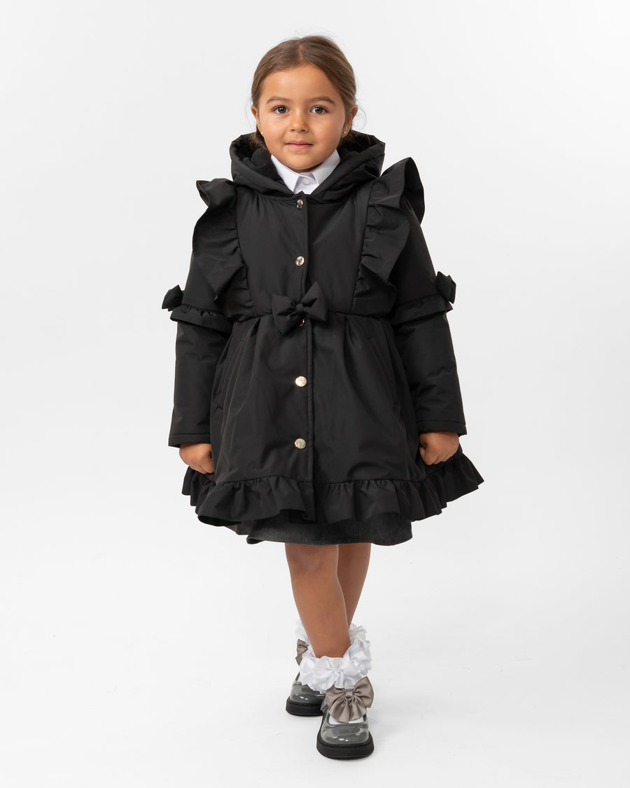 Skirted Coat with Frill Detail