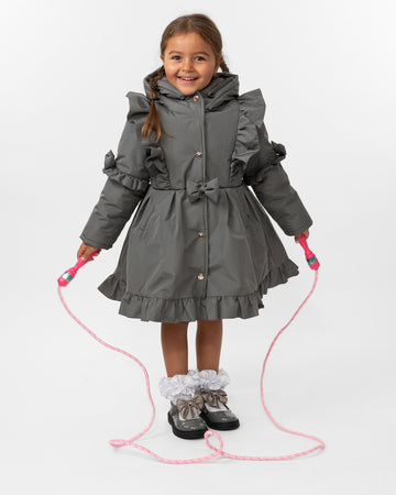 Skirted Coat with Frill Detail