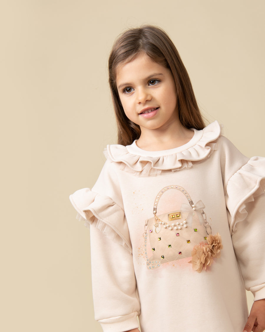 Mink Ruffled Long-Sleeve Jumper Dress (1-4 years)