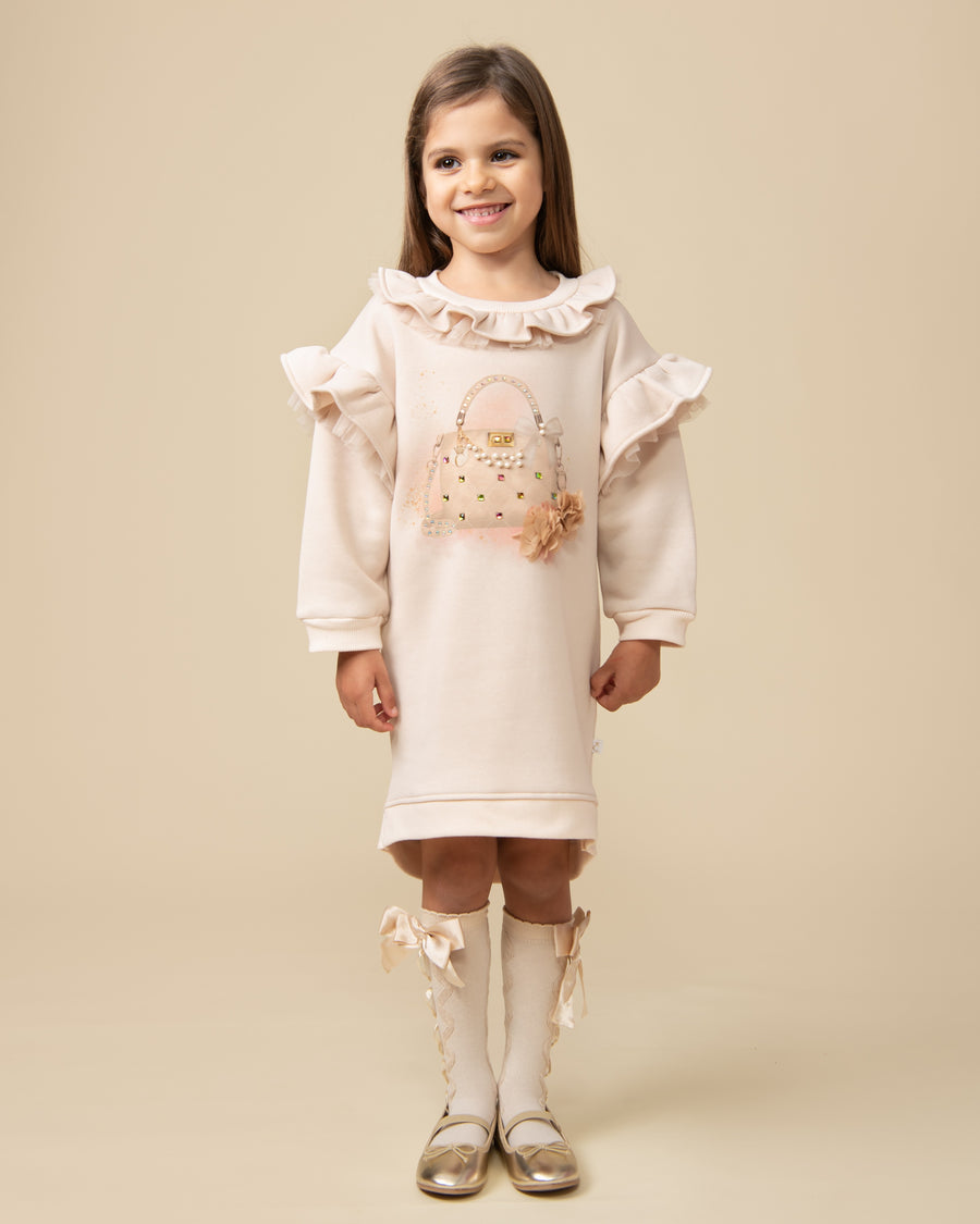 Mink Ruffled Long-Sleeve Jumper Dress (5-9 years)