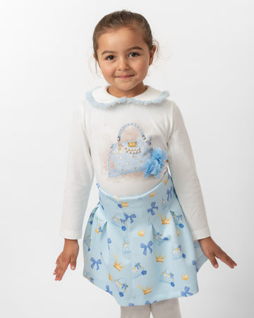 Sky Blue Peter Pan Collar Skirt Set (1-4 years)