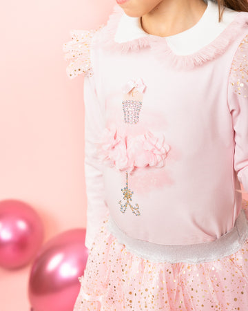 Pink Tutu Skirt Set with Sparkle and Embellished Top (1-4 years)