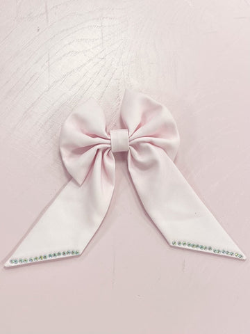 Pink Bow Hair Accessory with Rhinestone Accents