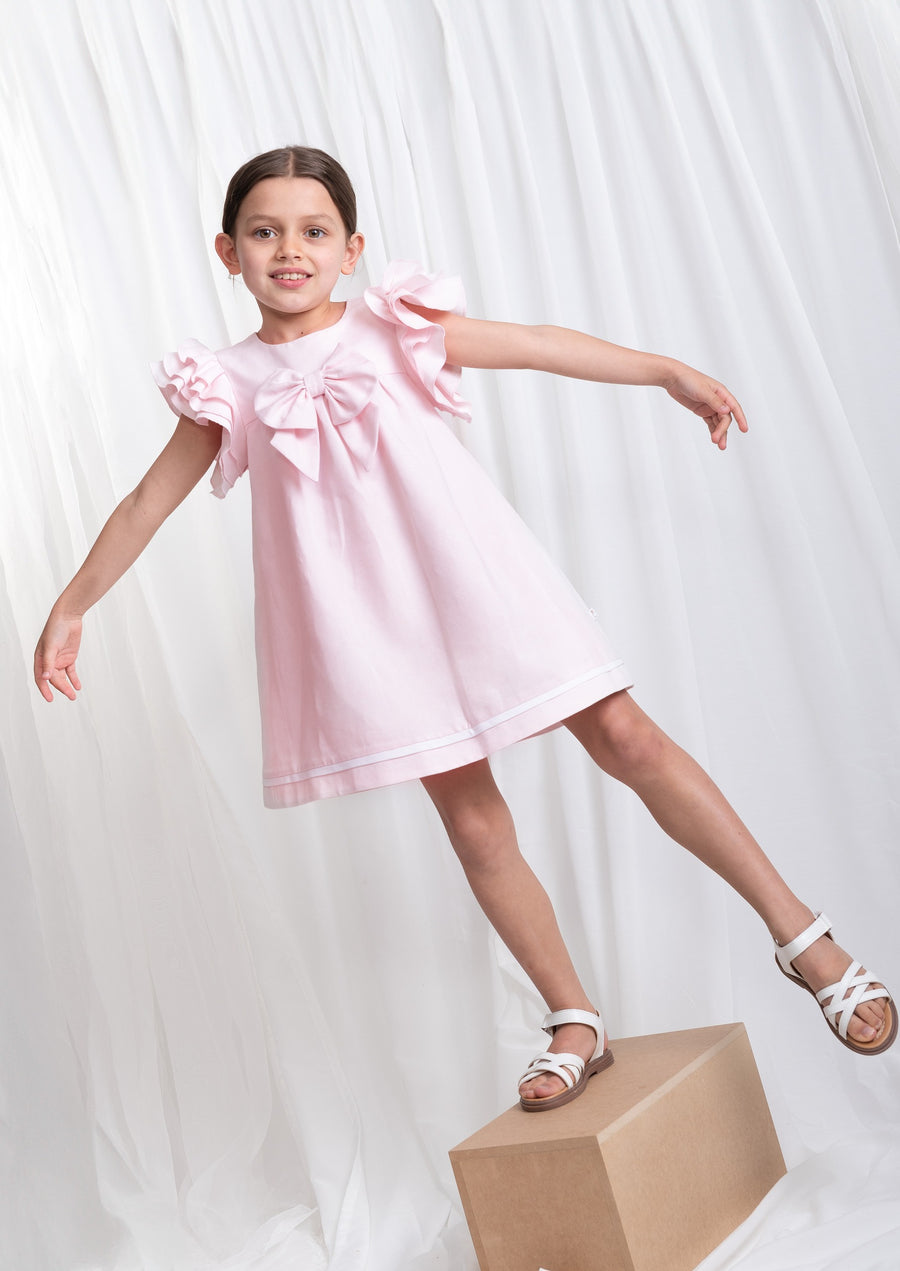 Summer Fete Pink Frill Sleeve Dress