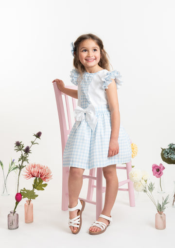 Country Kitchen Sky Blue Gingham Skirt Set