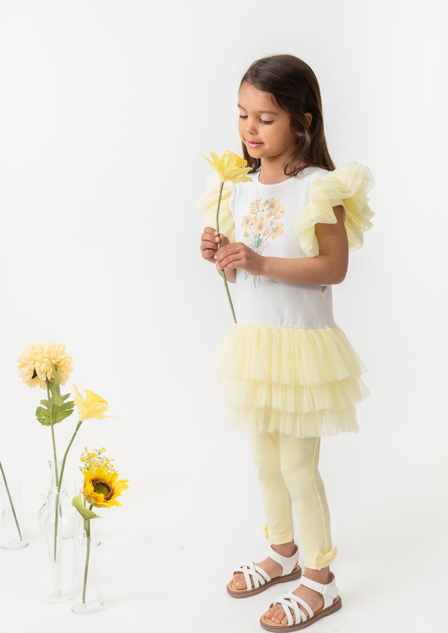 Lemon Tulle Layered Leggings Set (12 months - 3yrs)