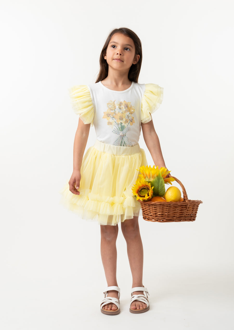 Lemon Bouquet Tulle Skirt Set (5-9yrs)