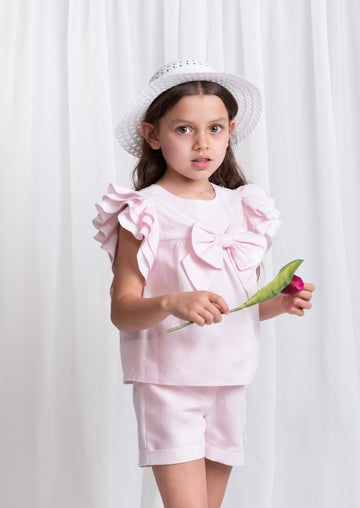 Summer Fete Pink Linen-Blend Shorts Set