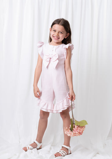 Summer Fete Pink Ruffle Bow Playsuit