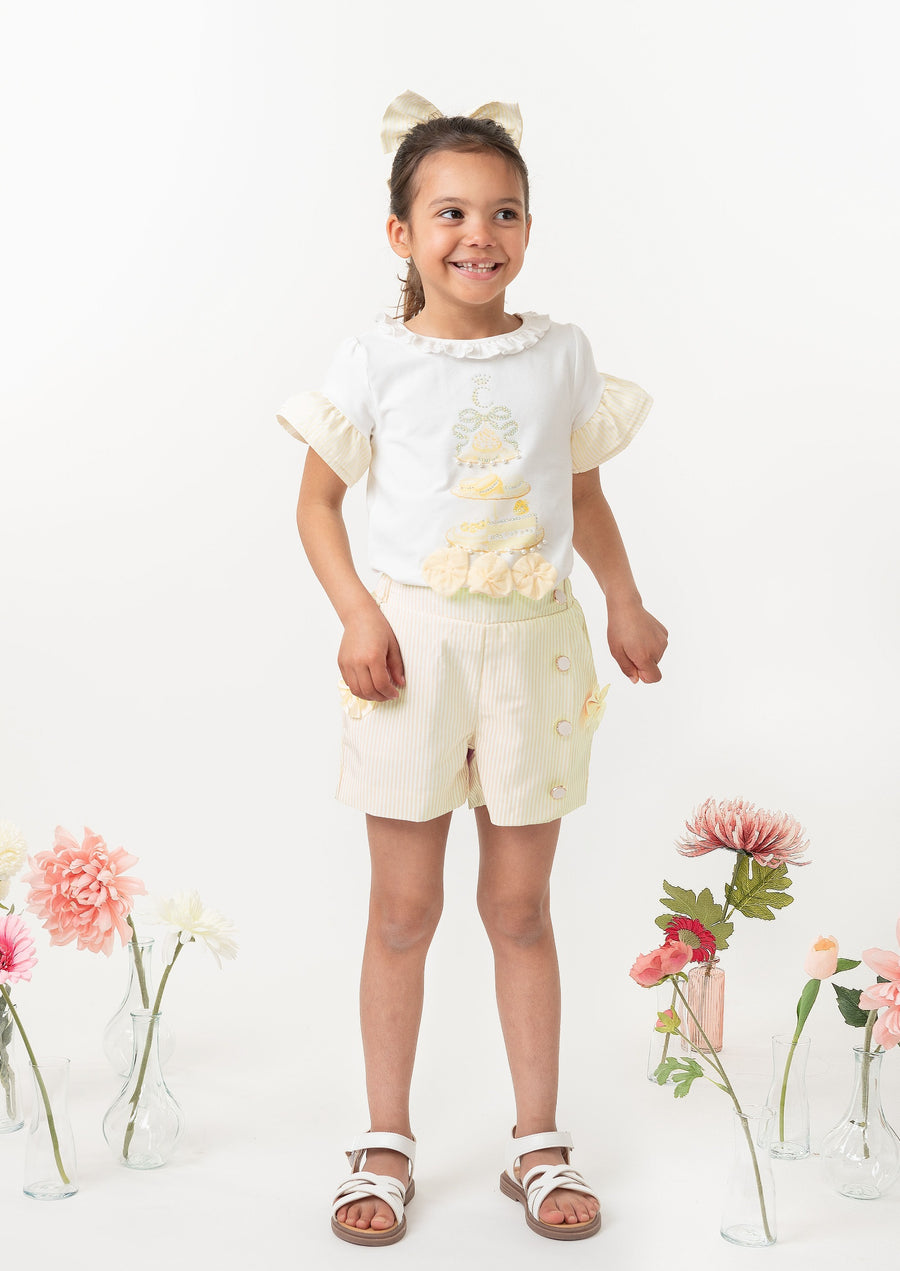 English Summer Lemon Striped Short Set (4-8yrs)