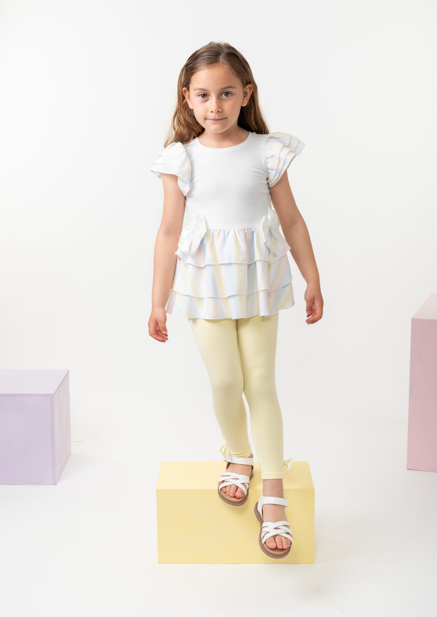 Sweet Stripes Rainbow Ruffle Leggings Set