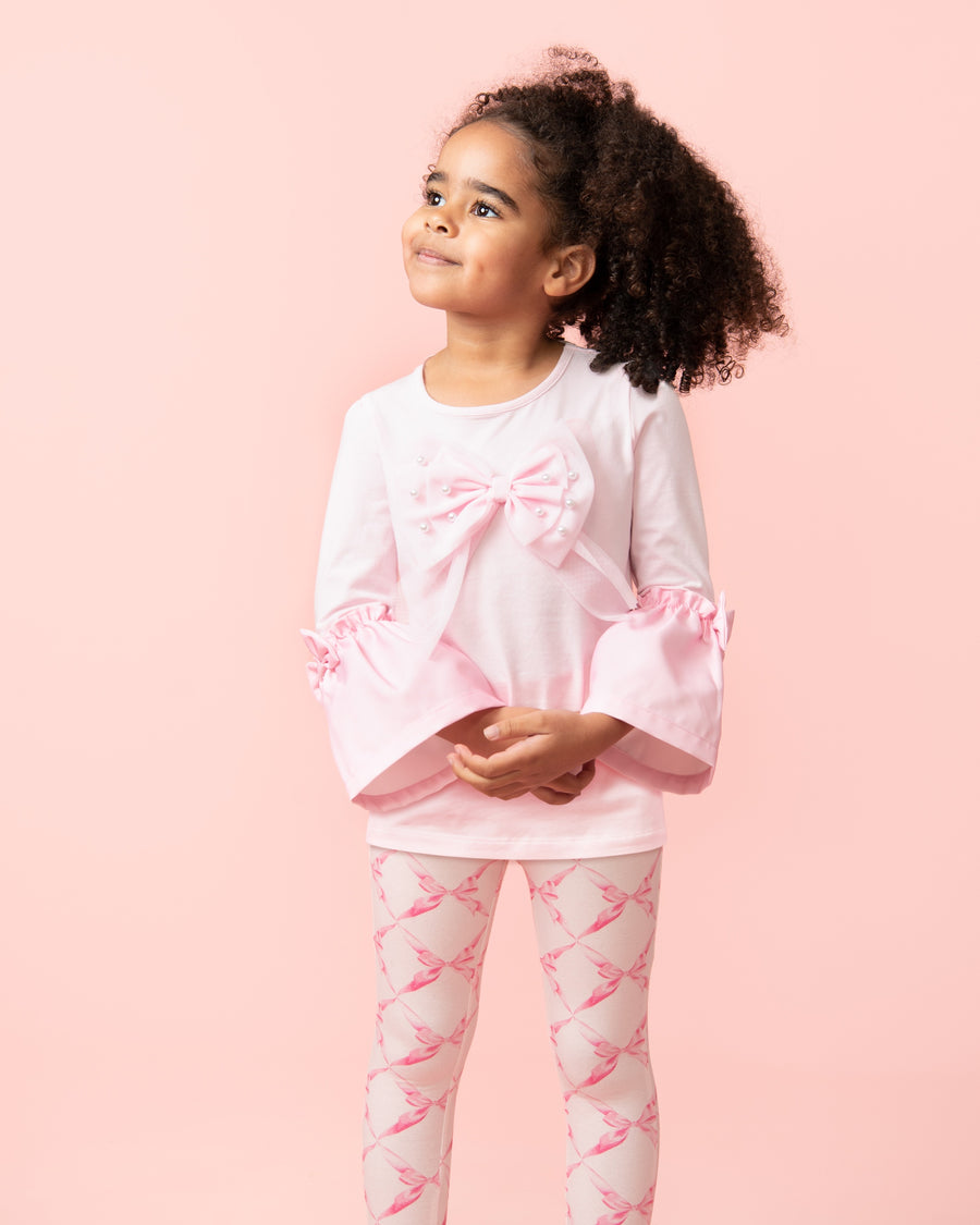 Pink Leggings Set with Bow Design (12 months-3 years)