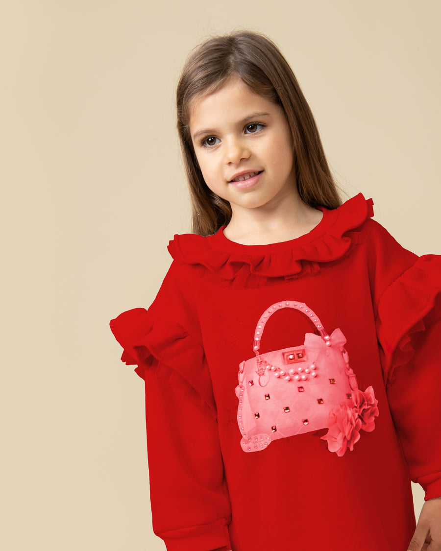 Red Ruffled Long-Sleeve Jumper Dress (1-4 years)