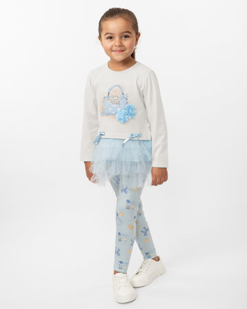 Sky Blue Ruffled Tulle Leggings Set (12 months-3 years)