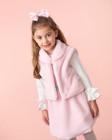 Pink Faux Fur Skirt Set with Royal Carriage Top (1-4 years)