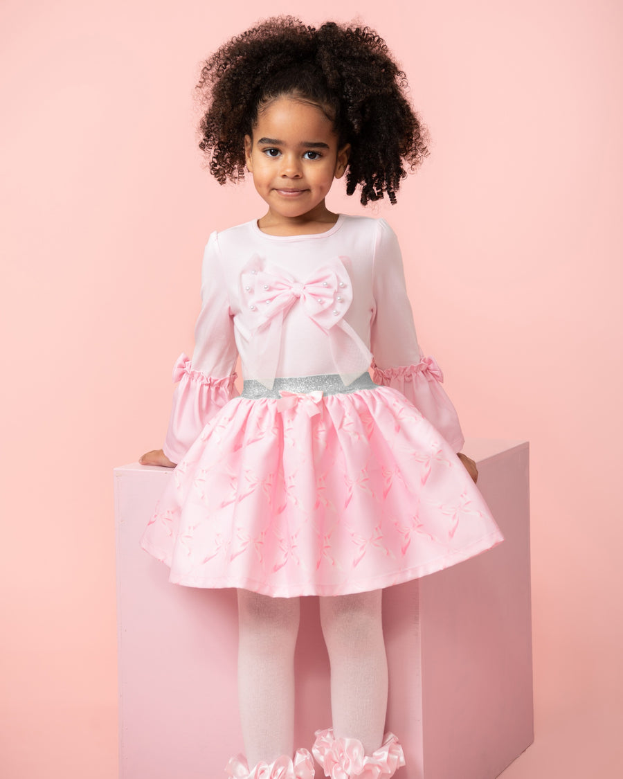 Beautiful Bows Skirt Set with Silver Waistband (5-9 years)