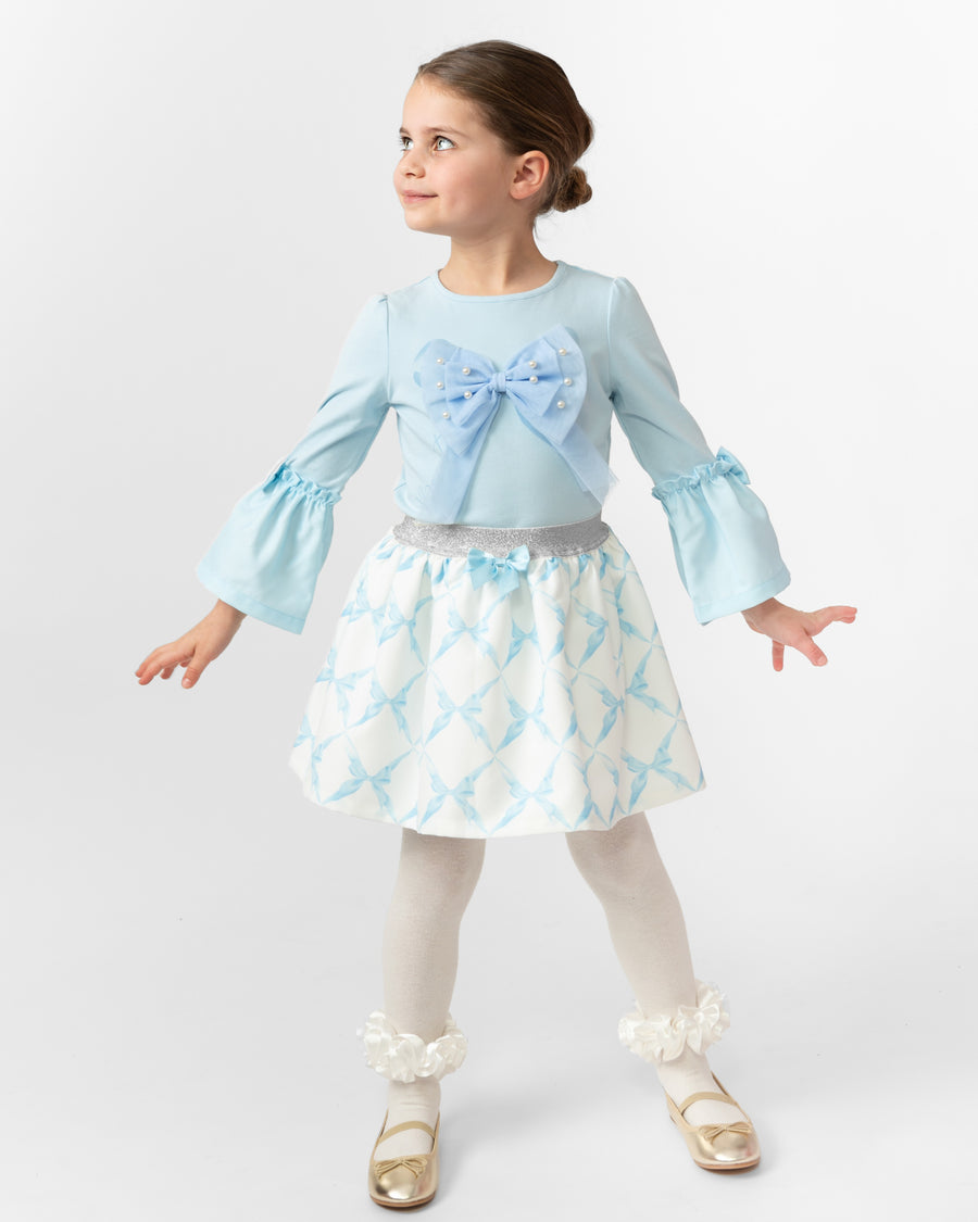 Beautiful Bows Skirt Set with Silver Waistband (5-9 years)