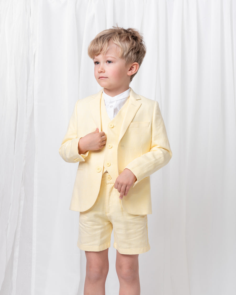 Lemon Boys' Linen Blend 3-Piece Suit Set