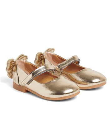 Gold Ballerina Shoe with Double Bow
