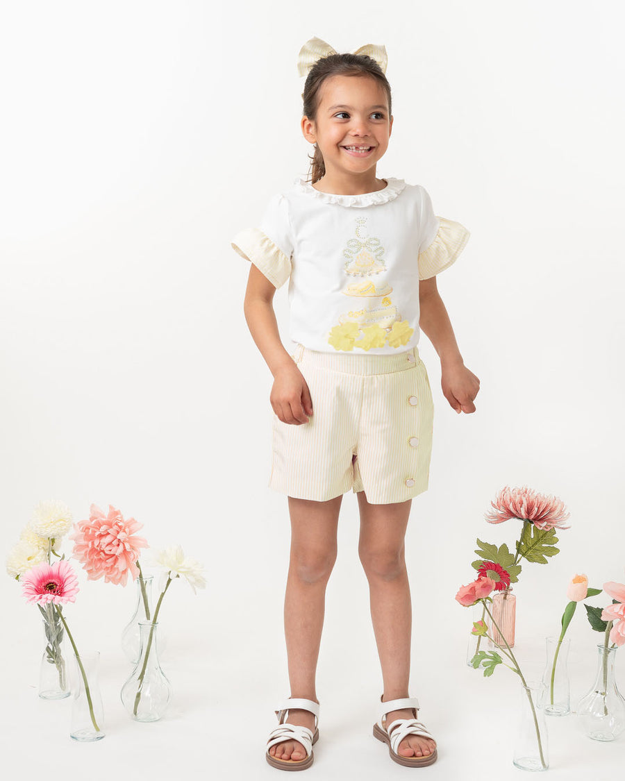 English Summer Lemon Striped Short Set (4-8yrs)