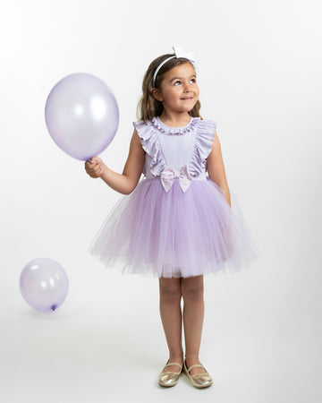 Lilac Tulle Party Dress with Headband