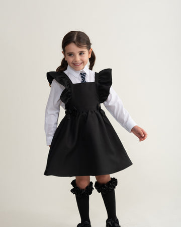 Black Flared Pinafore with Bow