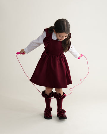 Maroon Flared Pinafore with Bow