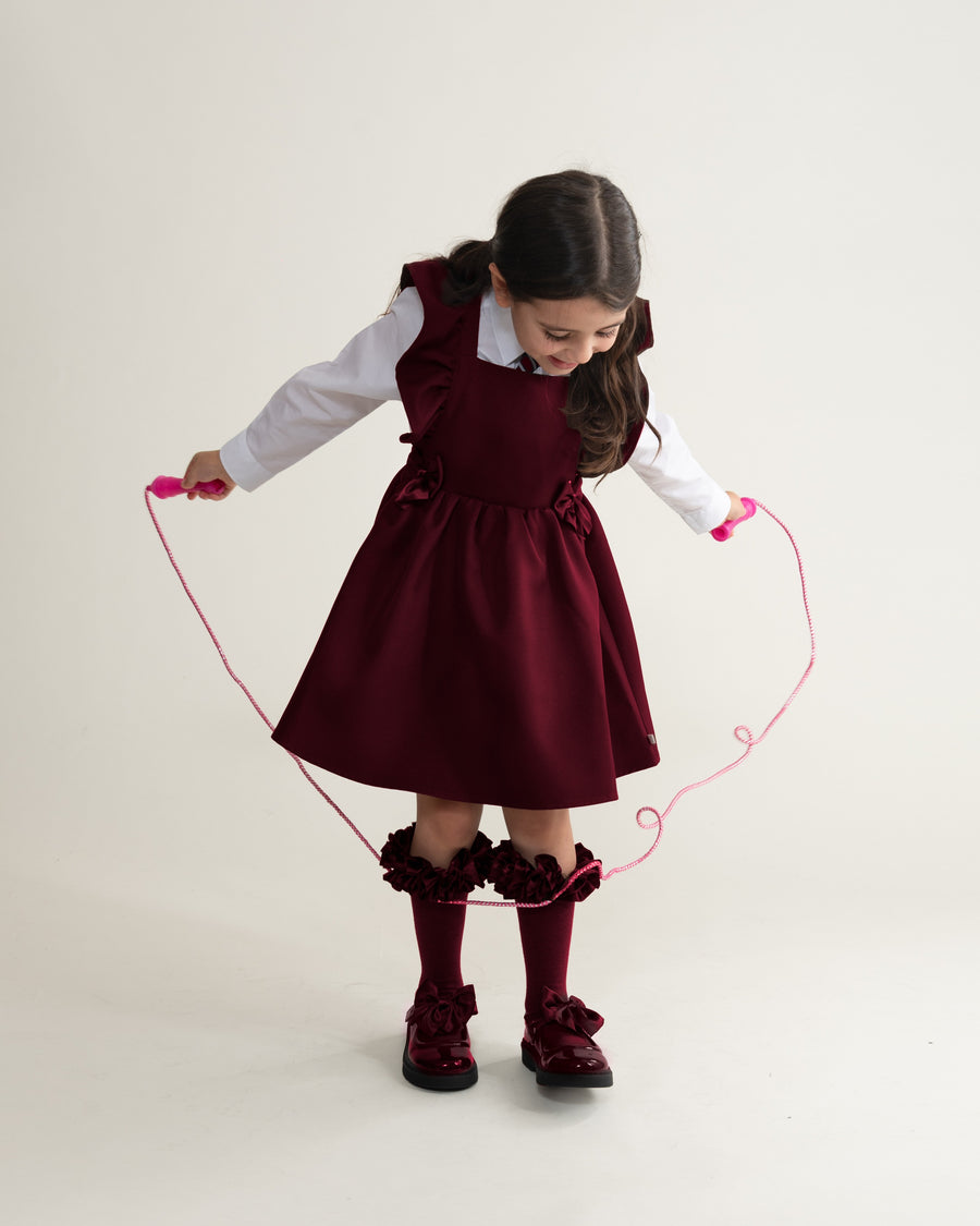 Maroon Flared Pinafore with Bow