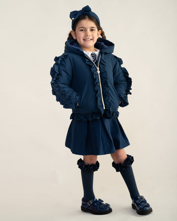 Navy Short Frilled Coat