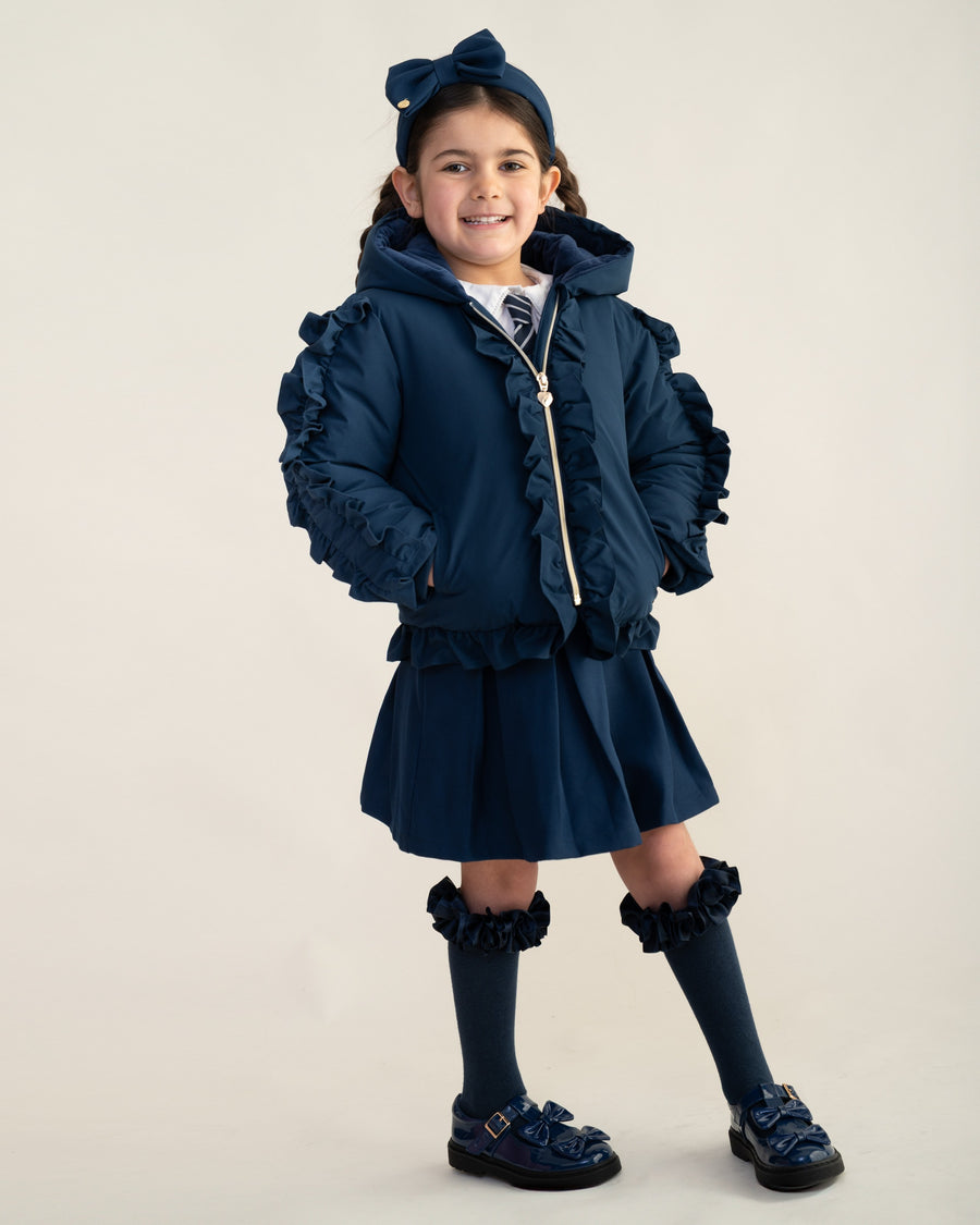 Navy Short Frilled Coat