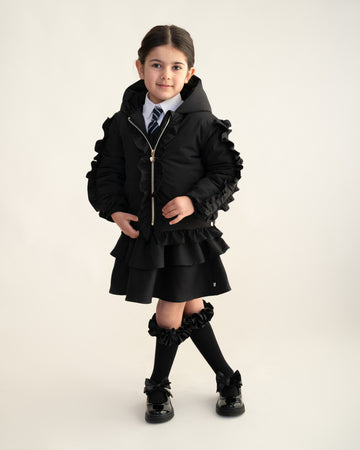 Black Short Frilled Coat