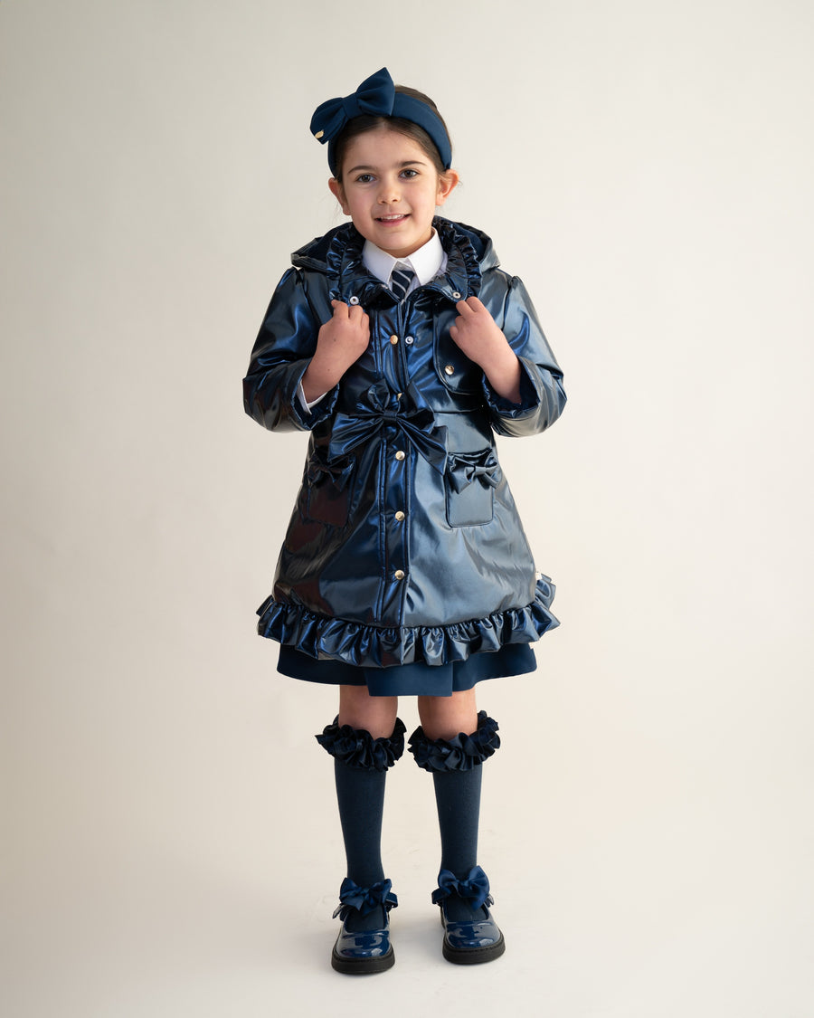 Navy Bow Rain Mac